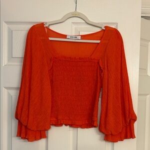 DO+BE Women's Red Blouse Quarter Length Sleeve